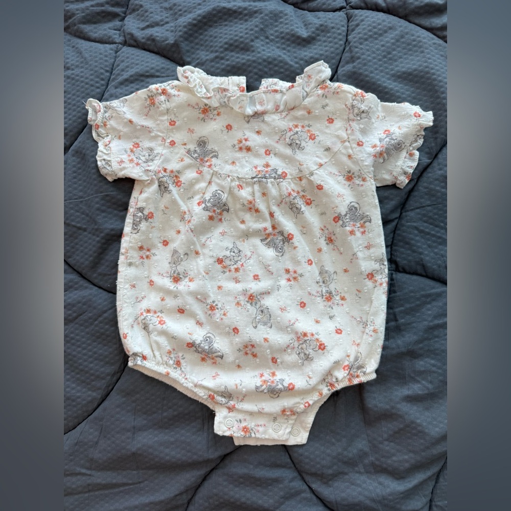 Adorable Floral embroidered BAMBI Baby Romper - 6-9 months - 74 cm - worn once